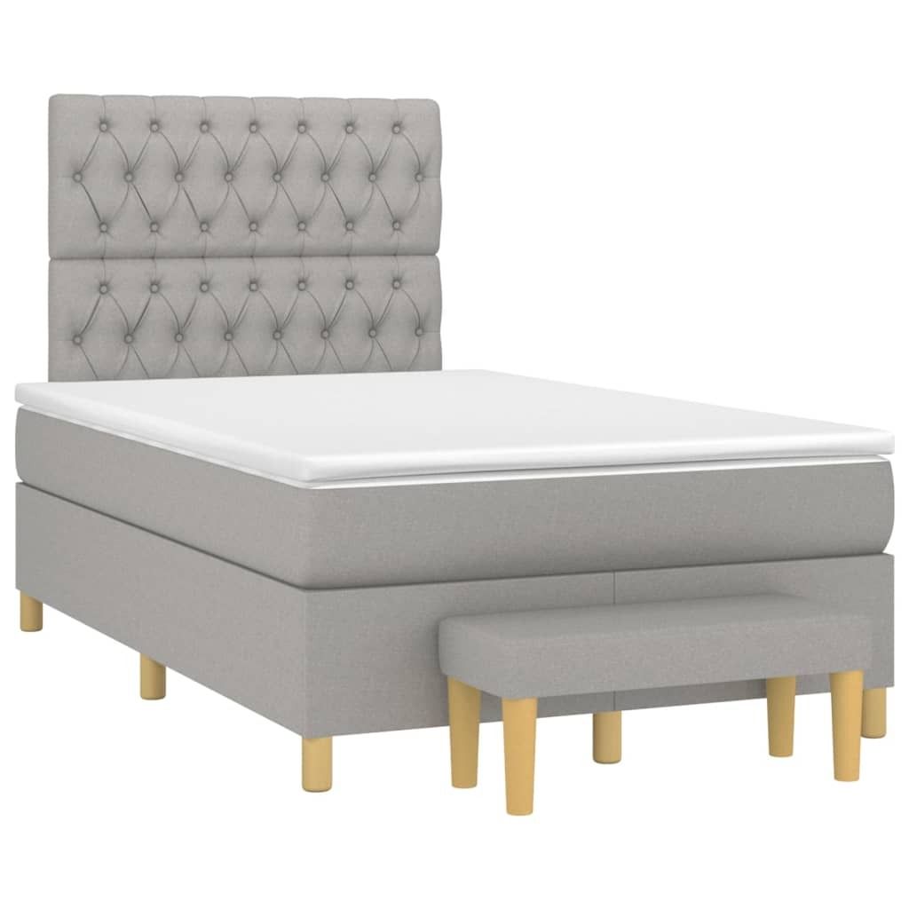 Boxspringbett mit Matratze Hellgrau 120x190 cm Stoff