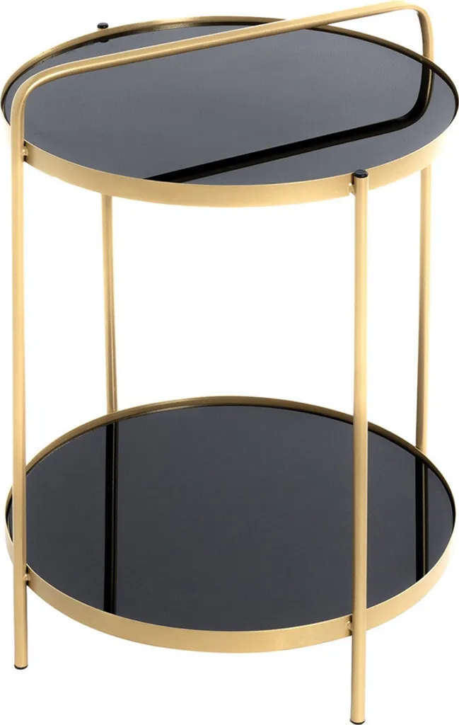 Table d'appoint Vesta Ø 38 cm finition dorée et noir - Style Art Déco