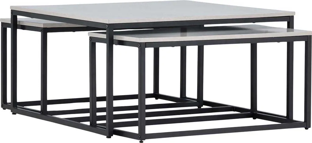 Table basse gigogne Solna lot de 3 coloris gris pour salon contemporain