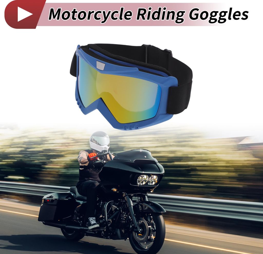 1 Stk Motorradfahrbrille PC Fahrradsonnenbrille Bunte Linse blau Rahmen