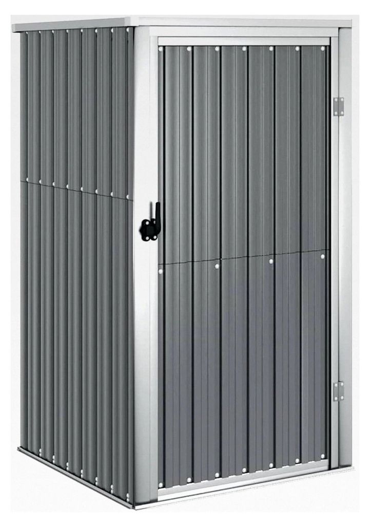 Gerätehaus Grau 88x89x161 cm aus verzinktem Stahl, wetterfestes Gartenhaus für Rasenmäher, Möbel und Campingzubehör