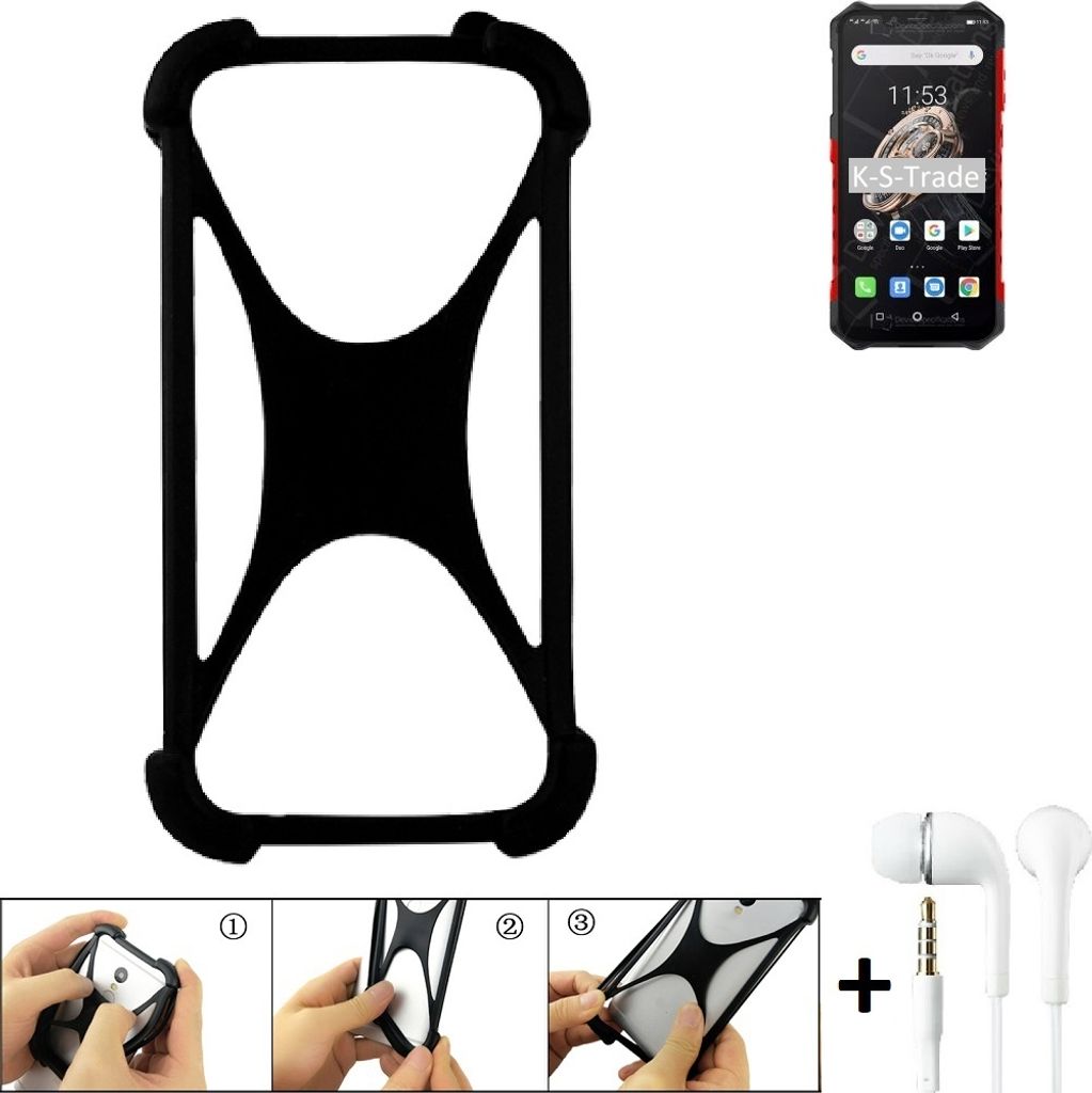 K-S-Trade Handy-Hülle + headphones kompatibel mit Ulefone Armor 6S Schutz-Hülle Bumper Silikon Cover Case Silikoncase Silikonbumper TPU Softcase
