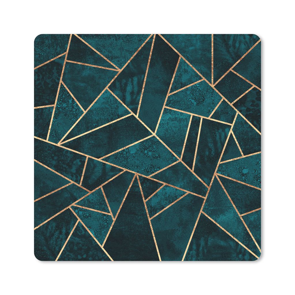 MuchoWow Mauspad Mousepad Steine - Gold - Luxus - Muster - Abstrakt 30x30 cm - Mousepads - Maus Mat - Pad - Mausunterlage - Gaming