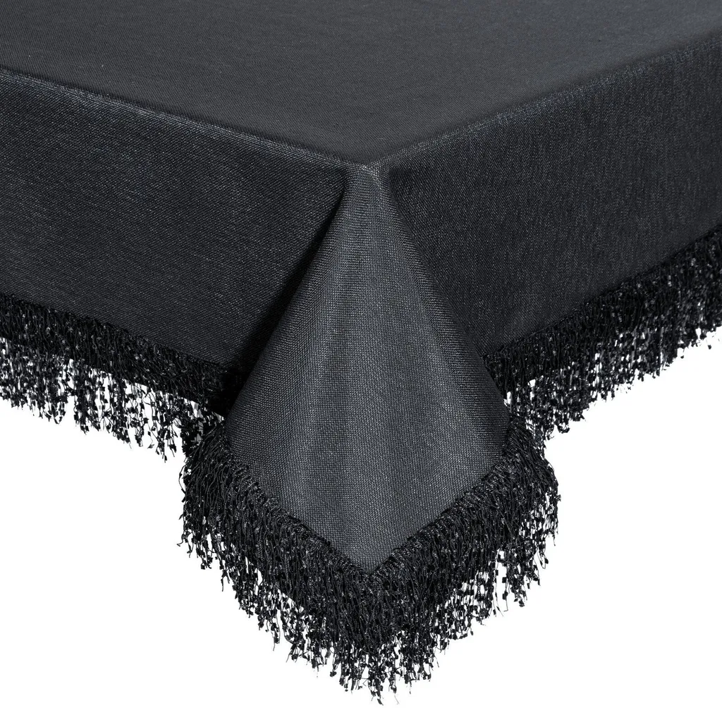 Tovaglia Nera Resistente 140x260 cm JASPER con Frange EUROFIRANY