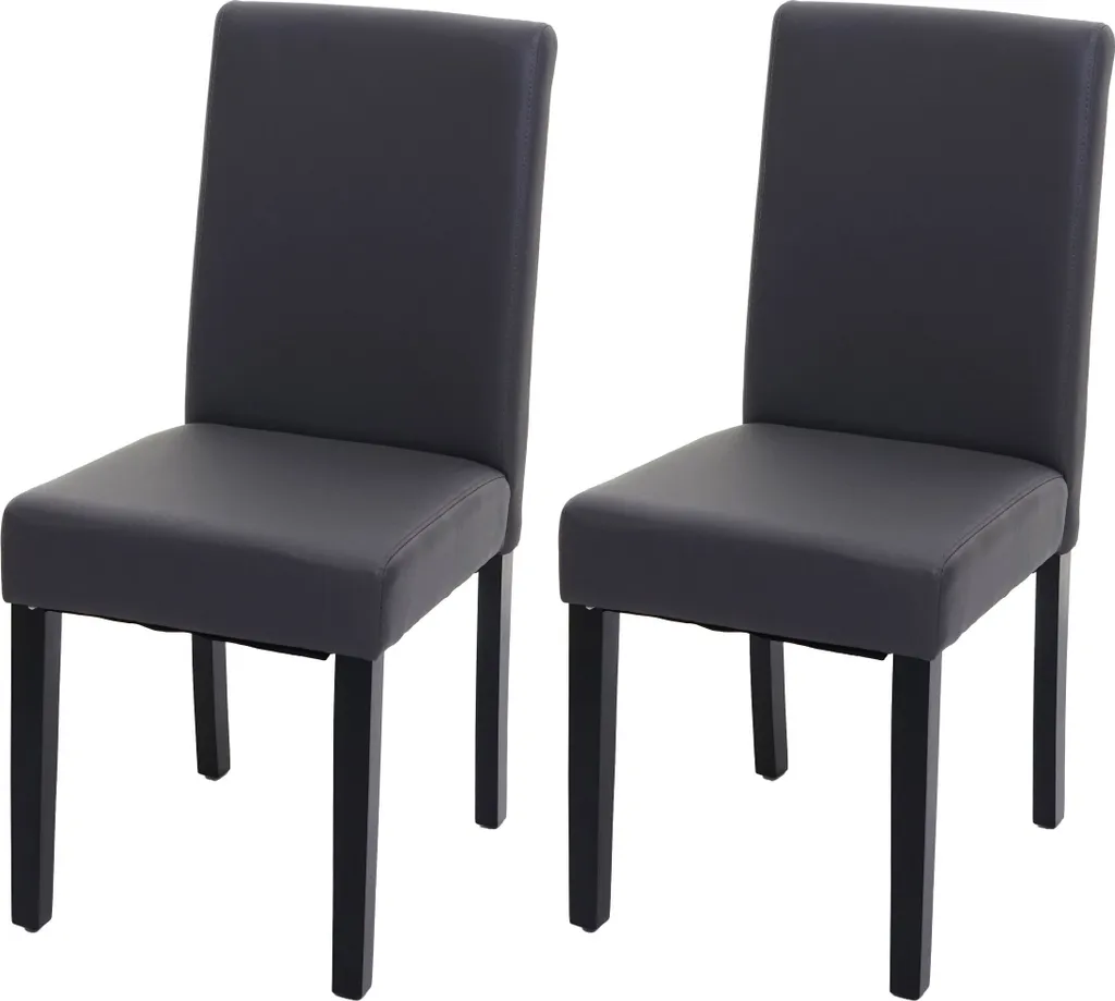Set 2 Sedie Littau Grigio Opaco | Sedia Cucina Ecopelle Gambe Scure