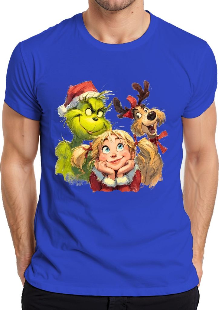 Grinch Cindy Lou Who Max Weihnachten lustig Geschenk Herren T-Shirt, Blau, XXL