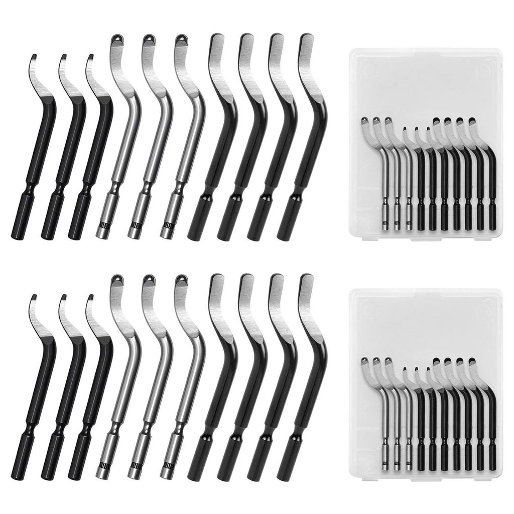 Entgrater Werkzeug Universal, 20 Stück Ersatzklingen, Metallgriff Klingen, 360° Rotierender Klinge Schneidwerkzeug für 3D Drucker, Kunststoff