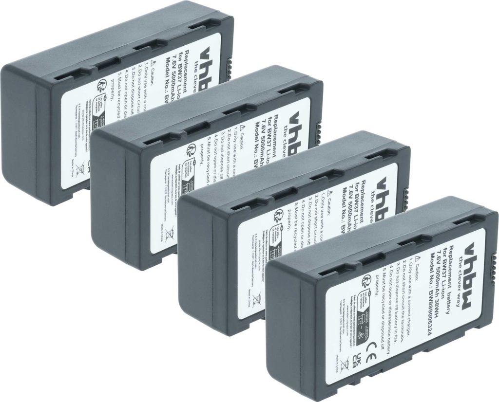 vhbw 4x Akku kompatibel mit DJI T20, Cendence, T25P, FPV, T30, T40, T50, T60, MG-1A, MG-1P, MG-1S, T16 Drohne Controller (5000 mAh, 7,4 V, Li-Polymer)