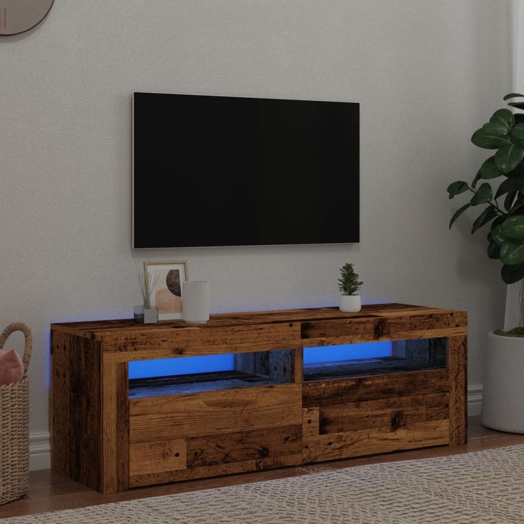"Rabatt" TV-Schrank - Fernsehschrank - TV-Lowboard - mit LED Altholz-Optik 120x35x40 cm Holzwerkstoff - TV-Schränke CC24231