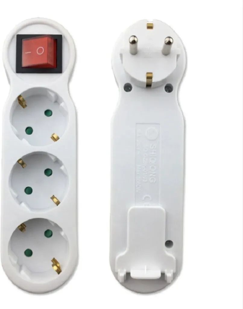 3-Fach EU Steckdosenadapter Mit Schalter,3-fach Rund Mehrfachstecker Mehrfachsteckdose Verteiler Steckdosen,2 Stück