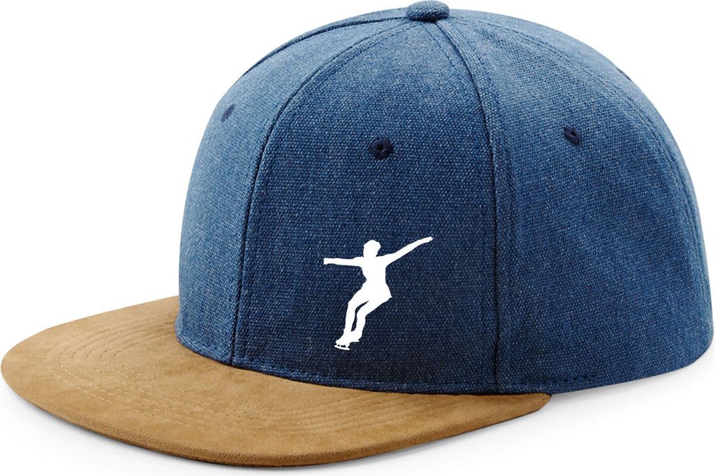 Huuraa Cappy Mütze Eiskunstlauf Silhouette Denim Baumwolle und Polyester Snapback Kappe Geschenkidee