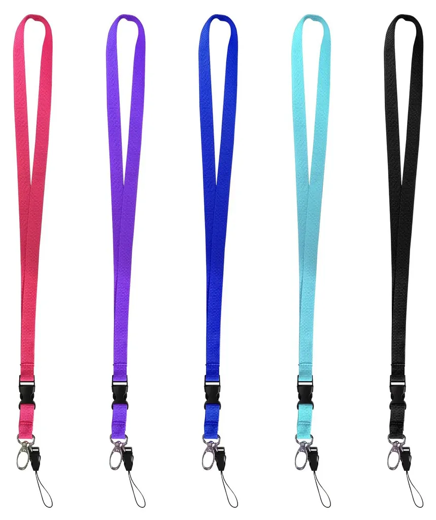 Lanyards porte-badge souples avec attaches amovibles pour clés - 5 pcs