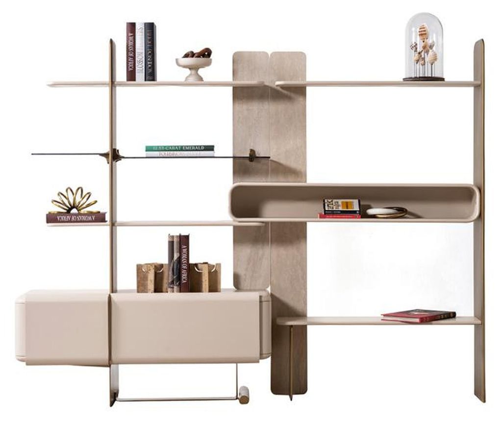 Modern Bücherregal Beige Exklusiv Bücherständer Regal Wohnzimmermöbel