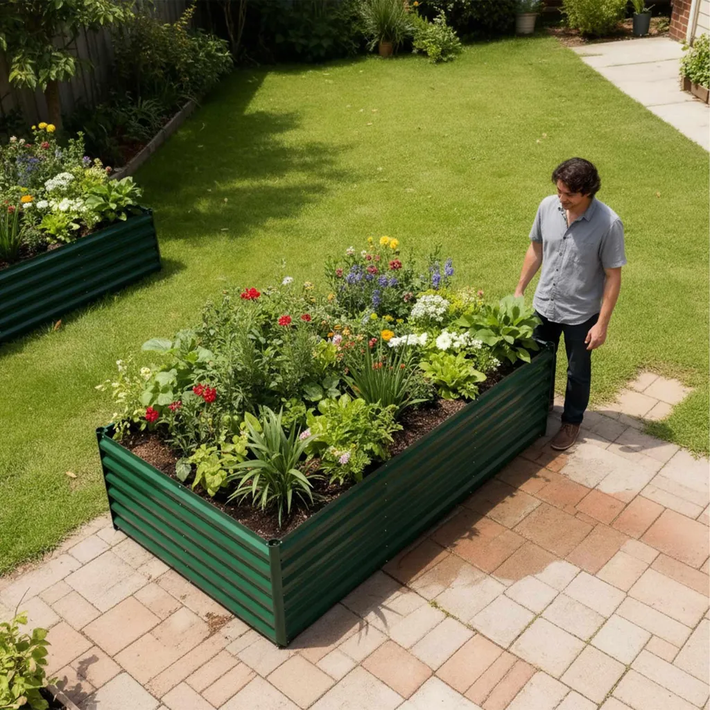 Potager de Jardin Géant en Acier Galvanisé 240cm - Structure Renforcée