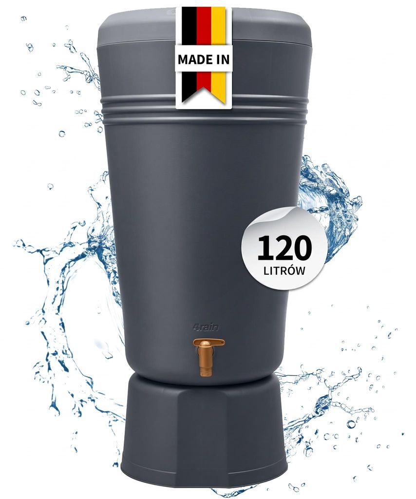 4rain AZURA 2w1 zbiornik na deszczówkę 120 l graphite grey Zdjęcie produktu  Obraz wygenerowany przez AI