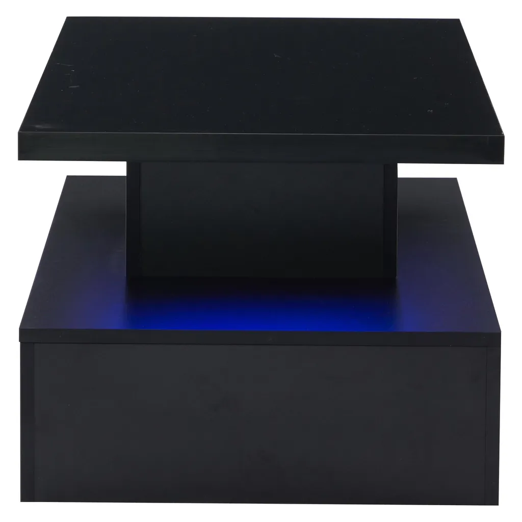 Table basse noire brillante LED télécommandée avec tiroir de rangement - 8