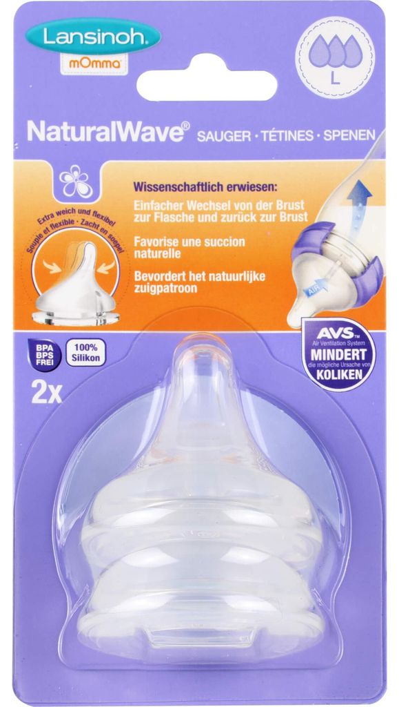 Tétines L Lansinoh NaturalWave en silicone, 2 pces Image du produit 