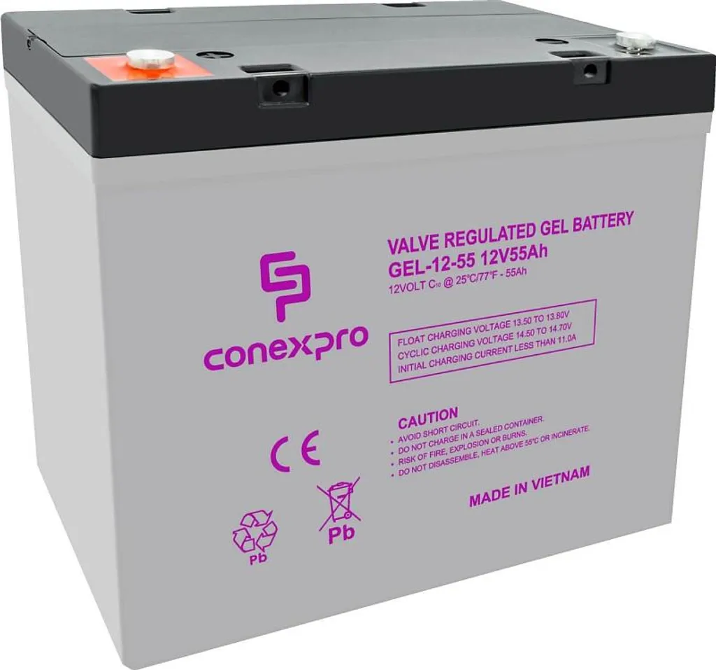 Batterie Conexpro GEL-12-55 12V 55Ah T14-M6 Deep Cycle Haute Performance