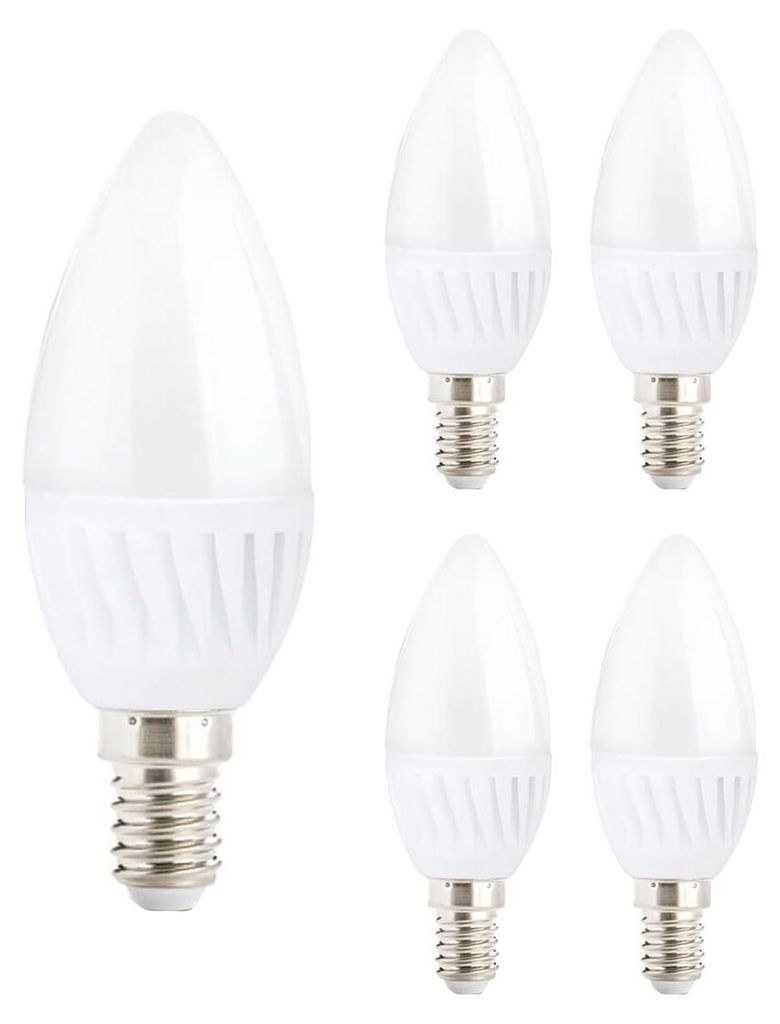 Kobi E14 LED Lampe 9W 900lm 4000K Neutralweiß 230V 37mm 5 Stück