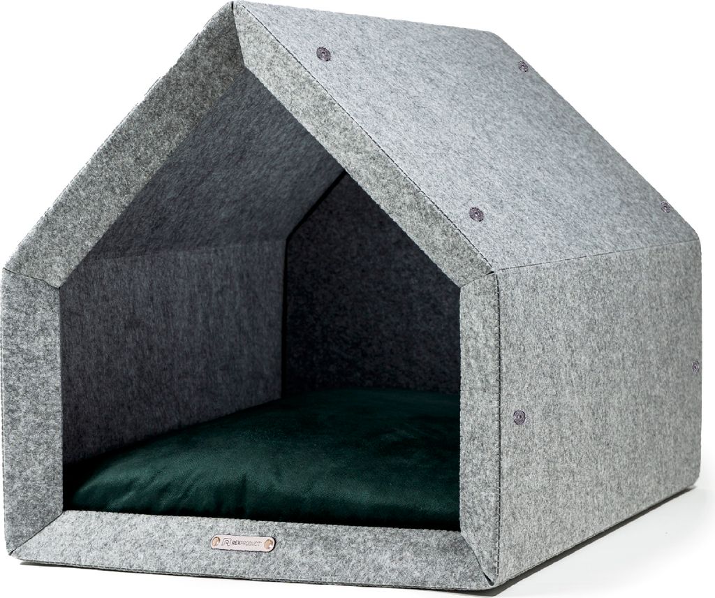 Rexproduct - PetHome 2.0 Hundehütte mit Liegefläche und Dach Biss- und Kratzfest Gute Schalldämmung Umweltfreundlich Größe L Hellgrau und Dun...