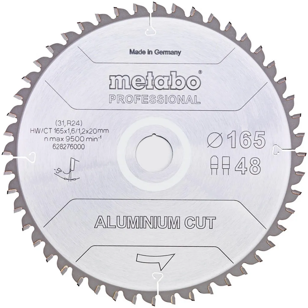 Lame de scie circulaire Metabo AluminiumCutProf 165x20 Z48 628276000