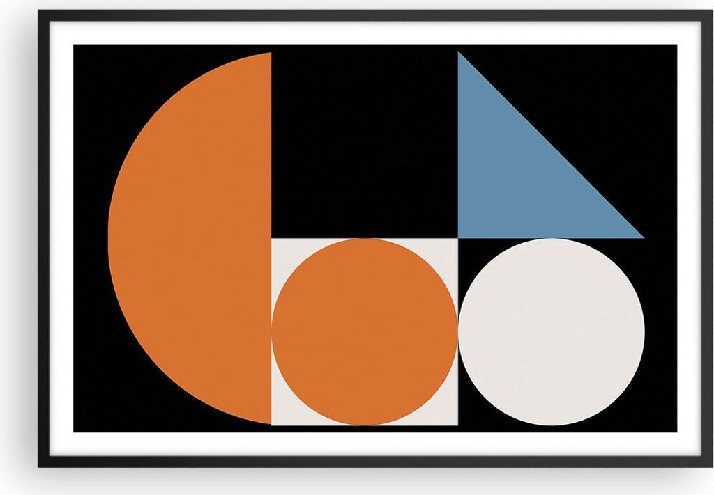 Gerahmtes Poster - Schwarzer Rahmen - Stück Geometrisch Räder - 91,5x61 cm - Wand Bild - Wanddeko - Wandbilder - Kunstposter - Wandposter - Bilde...