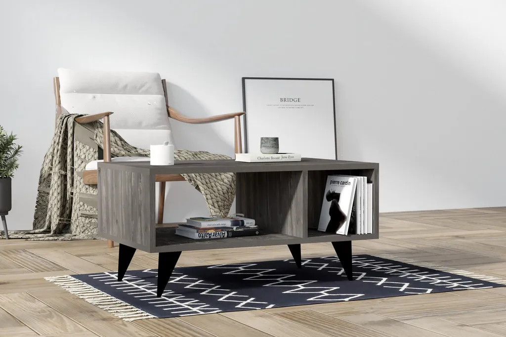 Table Basse Rectangulaire Anthracite Clara pour Salon Style Moderne