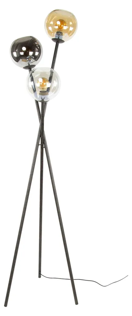 Lampadaire moderne pour salon chic avec globes en verre transparent 1m74