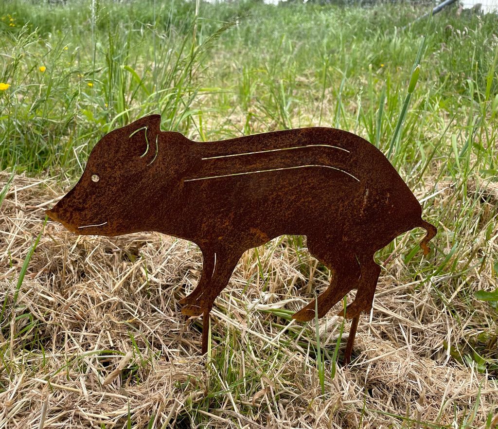 Wildschwein Frischling 36x20cm zum Stecken Gartenstecker Produktbild 
