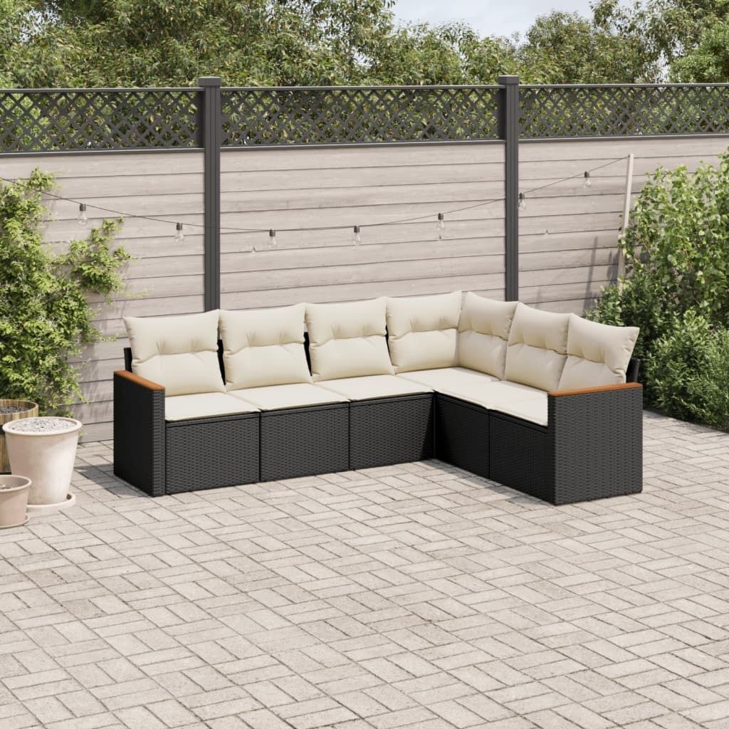 Maison Exclusive - 6-tlg. Garten-Sofagarnitur mit Kissen Schwarz Poly Rattan