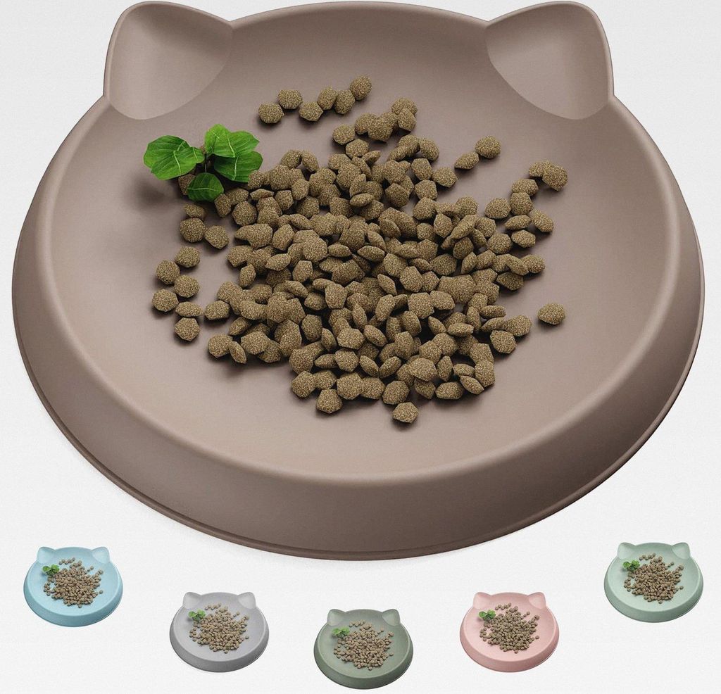Katzennapf(1pc, 15x15cm, Beige) | Futternapf Katze Silikon | Schutz der Katzenbarthaare | Fressnapf Katze Flach | Teller Breit | Katzen zubehör