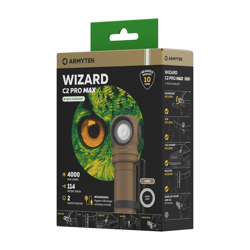 Armytek Wizard C2 Pro Max Lampe Frontale Antichoc Étanche Couleur Sable - 13