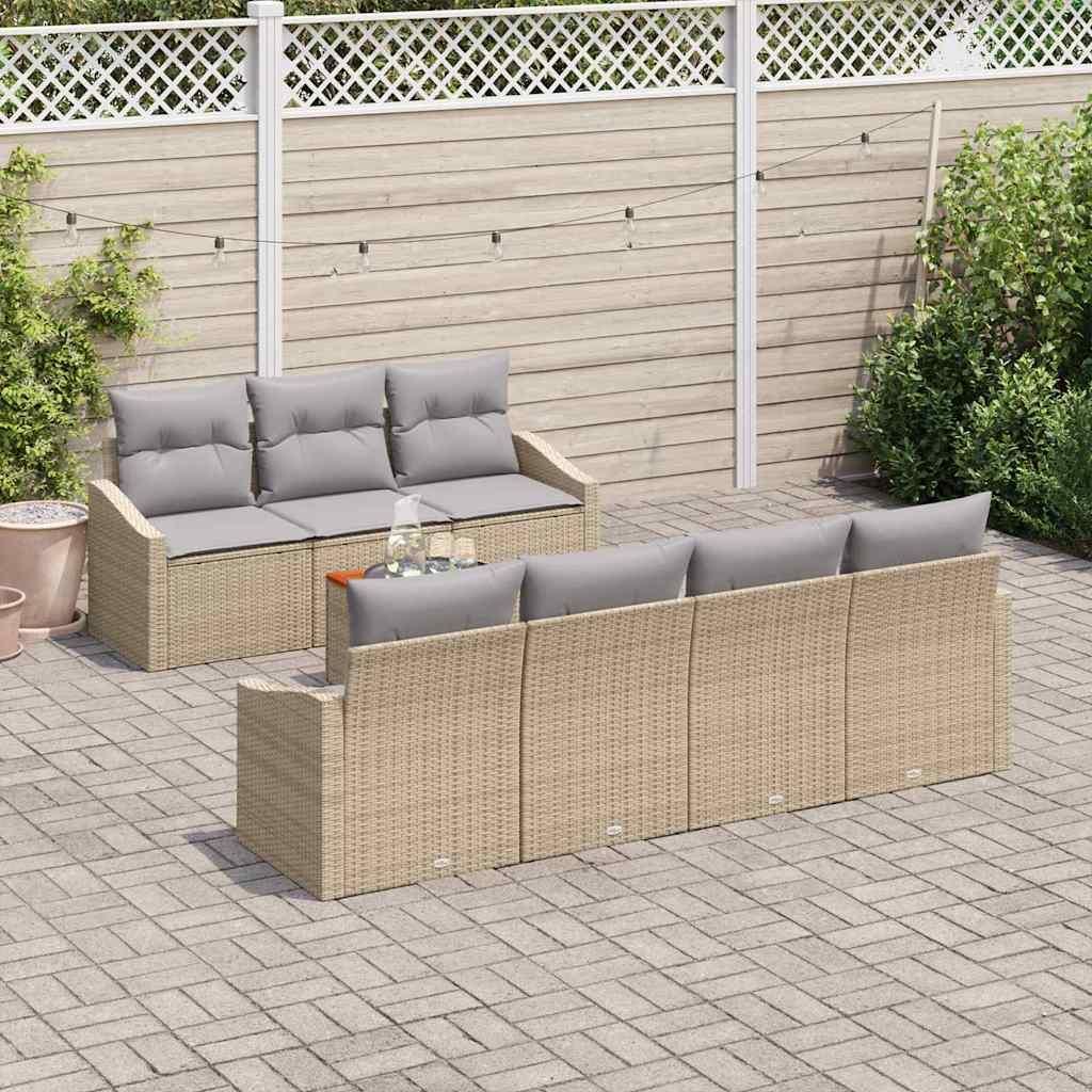 Maison Exclusive - Gartensofa-set mit Kissen 8 pcs Beige Poly-Rattan