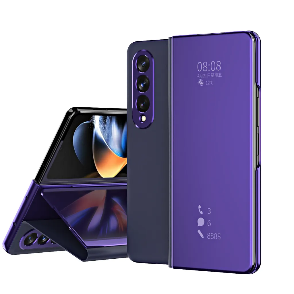 Cover Specchio Viola Z Fold 4 5G - Luxury Leather Flip Case Samsung