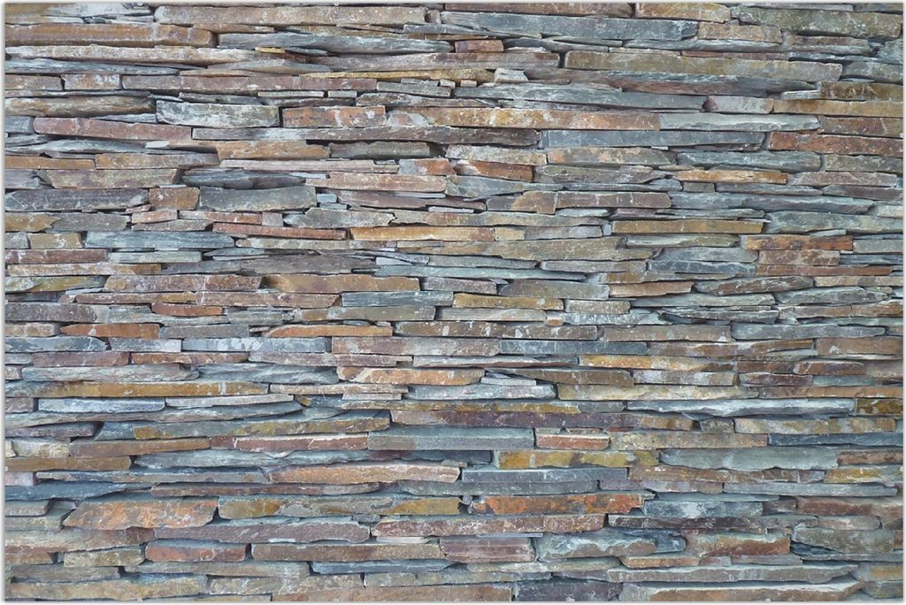 Wallario Wandbild Natursteinmauer in grau braun, Größe: 61 x 91,5 cm, Poster mit rahmenlosen Bildhalter