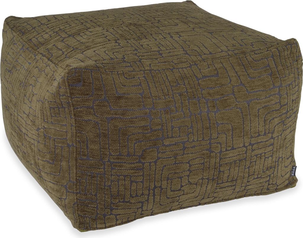 H.O.C.K. Chessy Indoor Hocker 60x60x40cm olive weich gemustert
