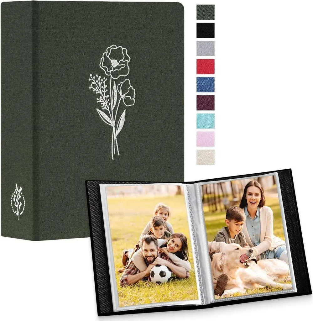 Album fotografico 10x15cm 50 tasche inserto in lino formato verticale verde
