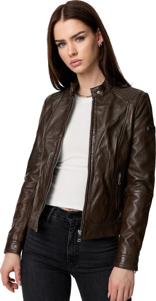 Tazzio Damen Lederjacke F520 (Braun, S)