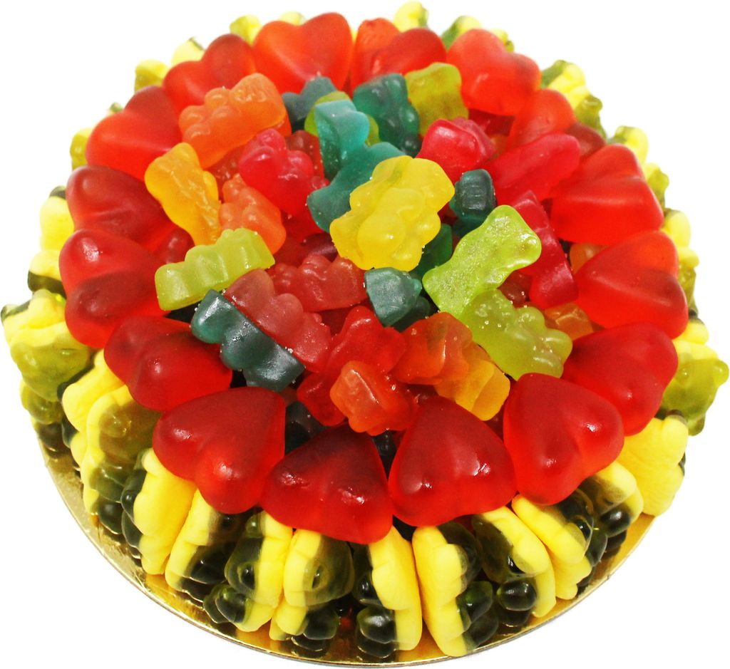 Fruchtgummi Waldmeister Wackelpudding Torte mit Vanillesoße 600g