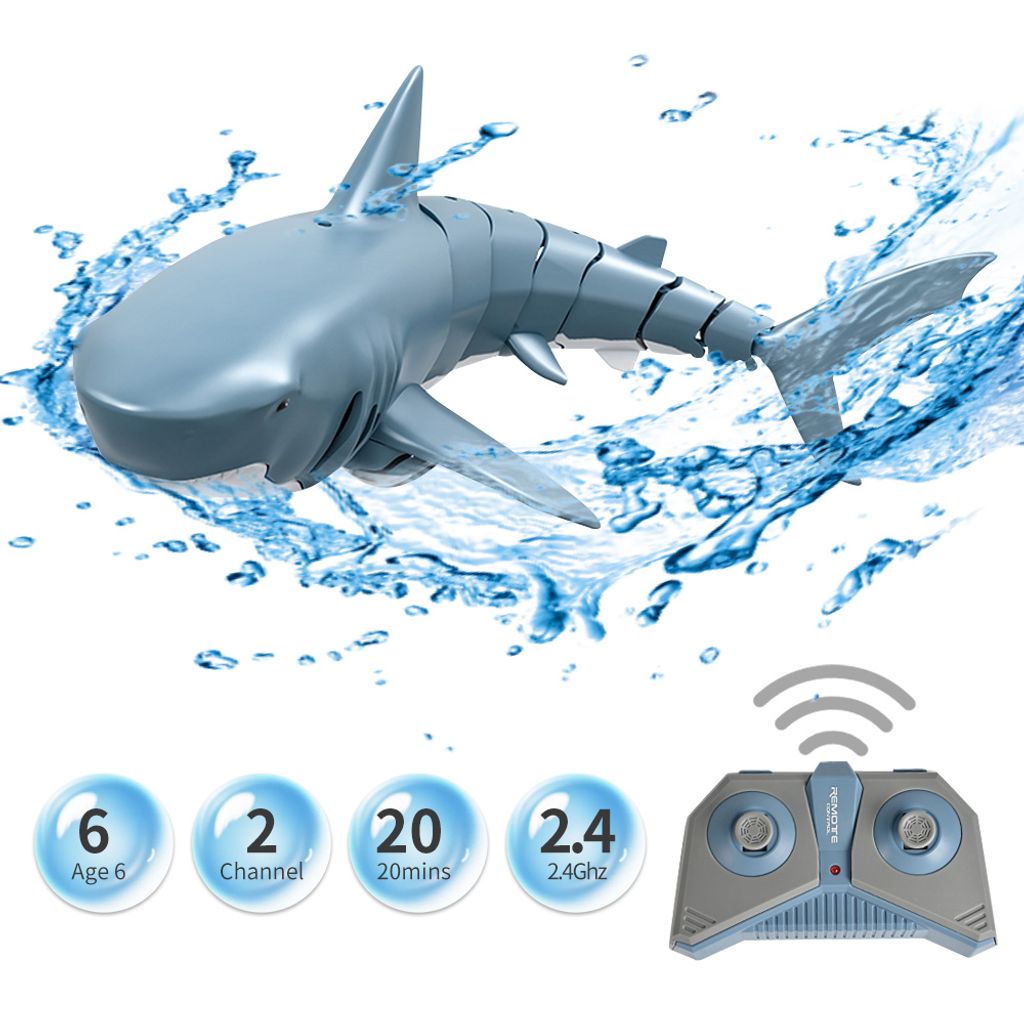 2.4G RC Boot Fernbedienung Hai Spielzeug Ferngesteuert Simulation Spielzeug Pool 