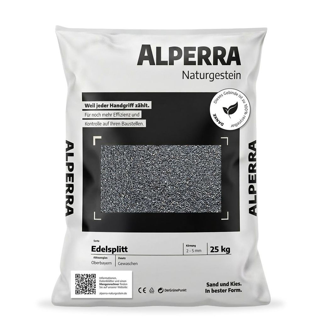 ALPERRA Edelsplitt 2-5 mm 25 kg anthrazit Ziersplitt für Produktbild 