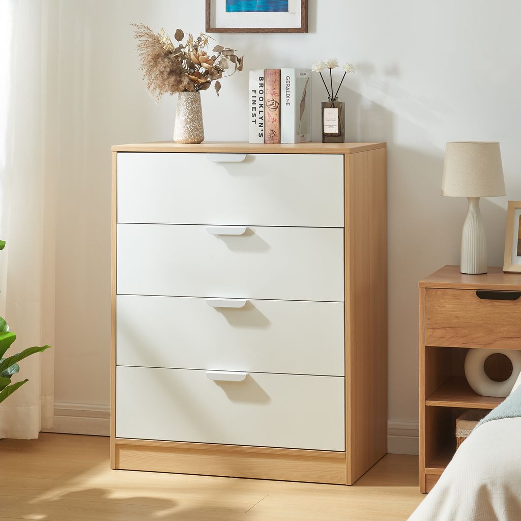 Cassettiera 'Varkaus' con 4 cassetti 90 x 70 x 40 cm look Immagine del prodotto 