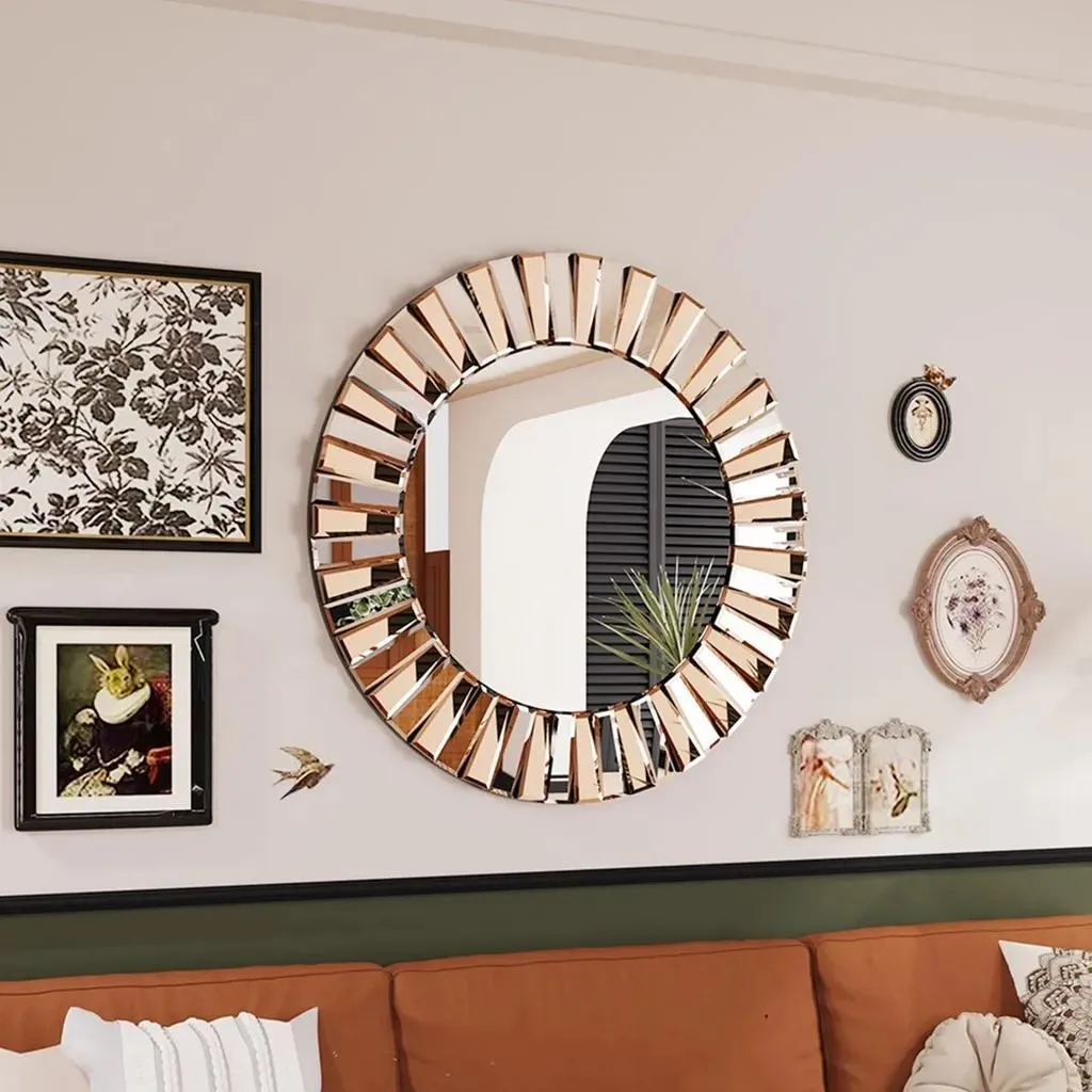 Miroir Rond Doré 60cm Style Soleil : Illuminez vos Murs et Petites Pièces