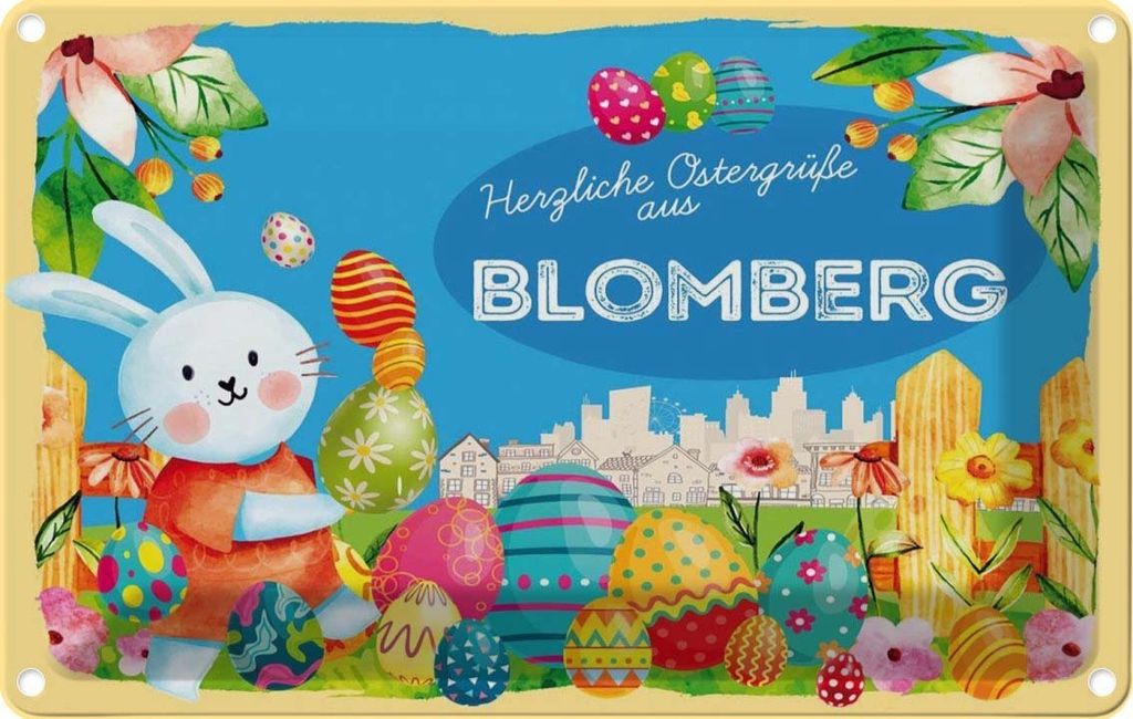vianmo Blechschild 12x18 cm Ostergrüße BLOMBERG Ostern Gruß