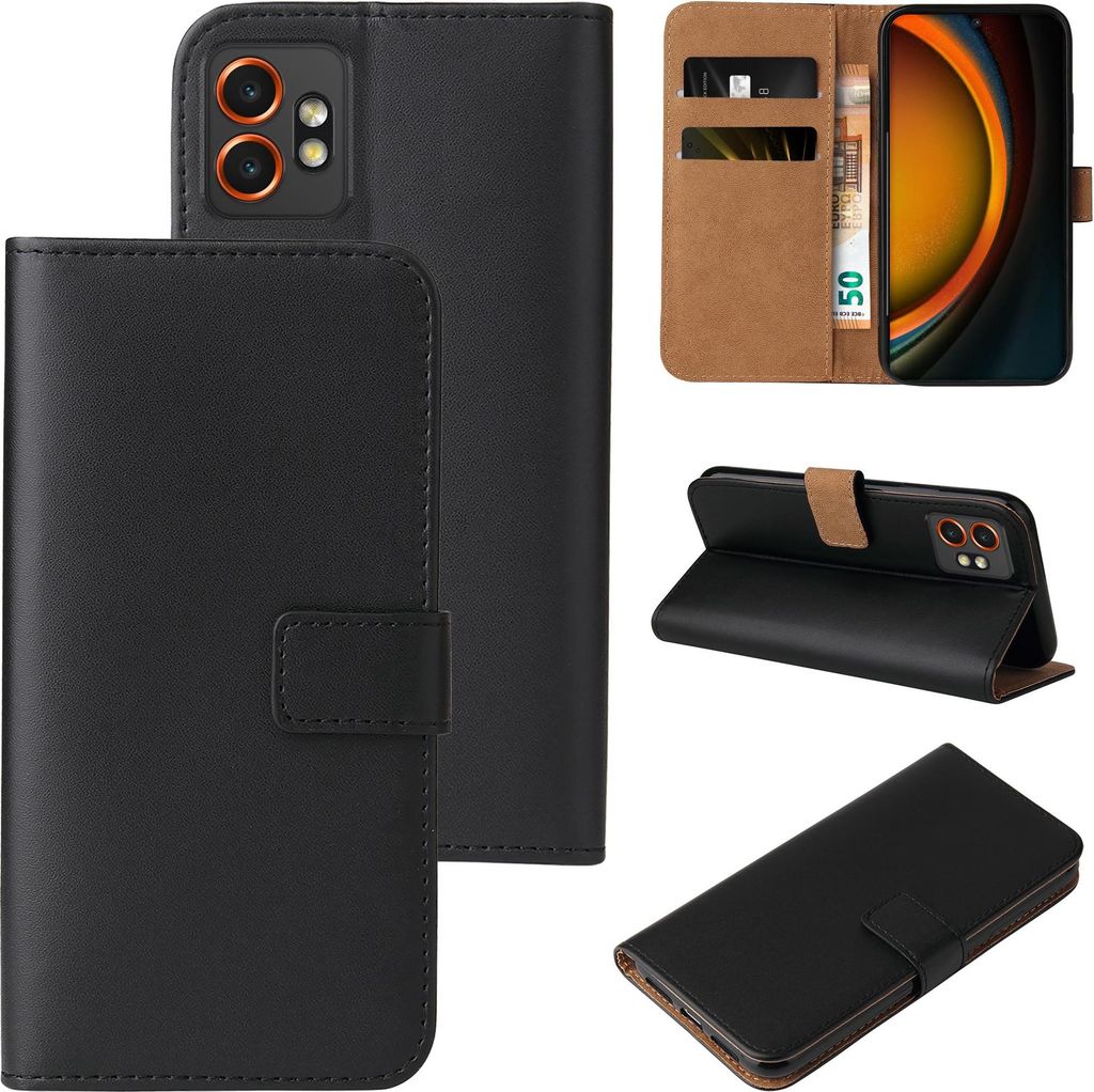 Handyhülle für Samsung Galaxy Xcover7 Pro Klapphülle Bookcase Flip Cover Hülle Handy Tasche Etui Farbe: Schwarz