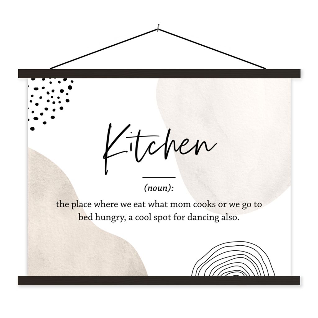 MuchoWow Textilposter Sprichwörter - Küche - Definition der Küche - Zitate - Wörterbuch 150x113 cm mit schwarzem Rahmen - Wohnzimmer