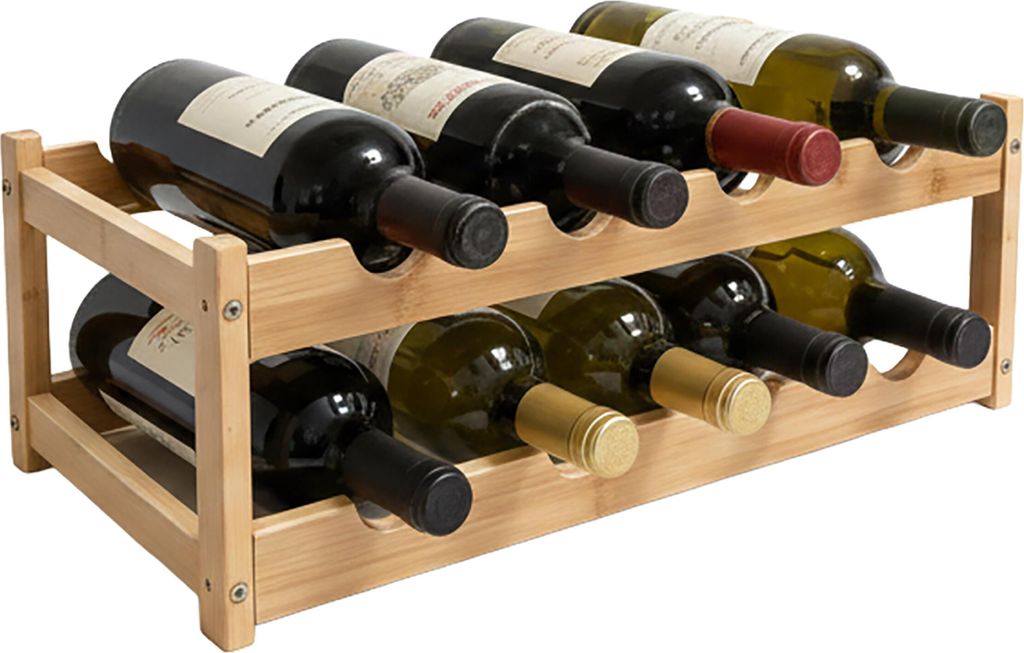 Casier à vin Relaxdays, 8 bouteilles, bambou, L x H x P : Image du produit 