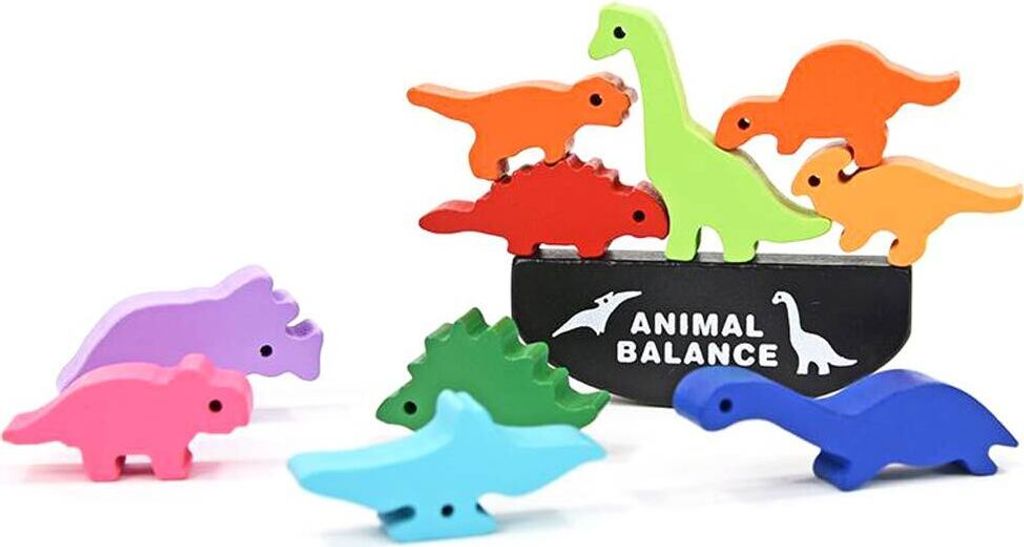 Kögler Animal Dinosaurier Balance Spiel Holz 10 tlg. stapelbar 13 x 17 x 1,5 cm