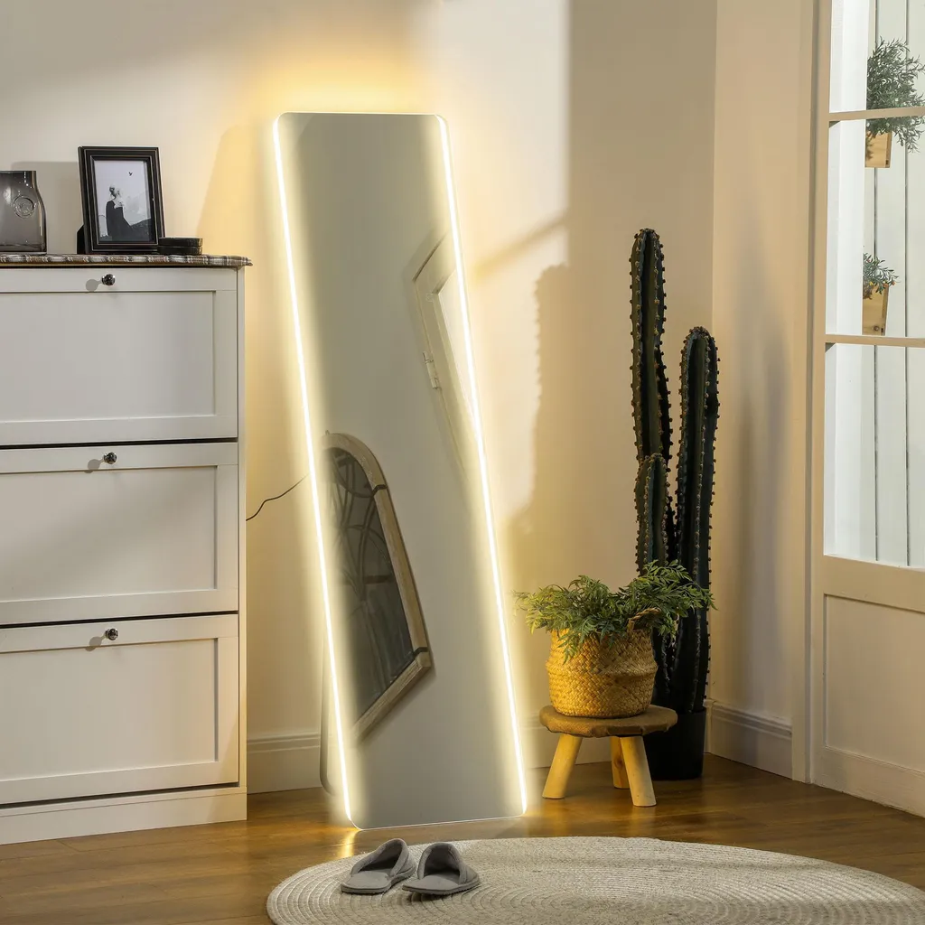Miroir en pied HOMCOM 150 x 40 cm avec éclairage LED blanc intégré