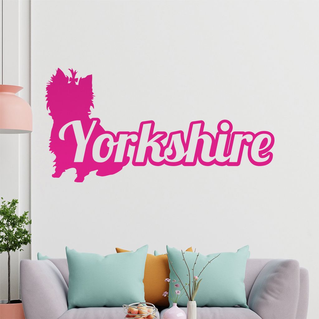 KIWISTAR Yorkshire mit Name Schrift Silhouette Wandtattoo in 6 Größen - Wandaufkleber Wall Sticker - Dekoration, Küche, Wohnzimmer, Schlafzimmer...